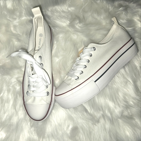 Boohoo Shoes - PLATFORM CANVAS LACE-UP TRAINERS